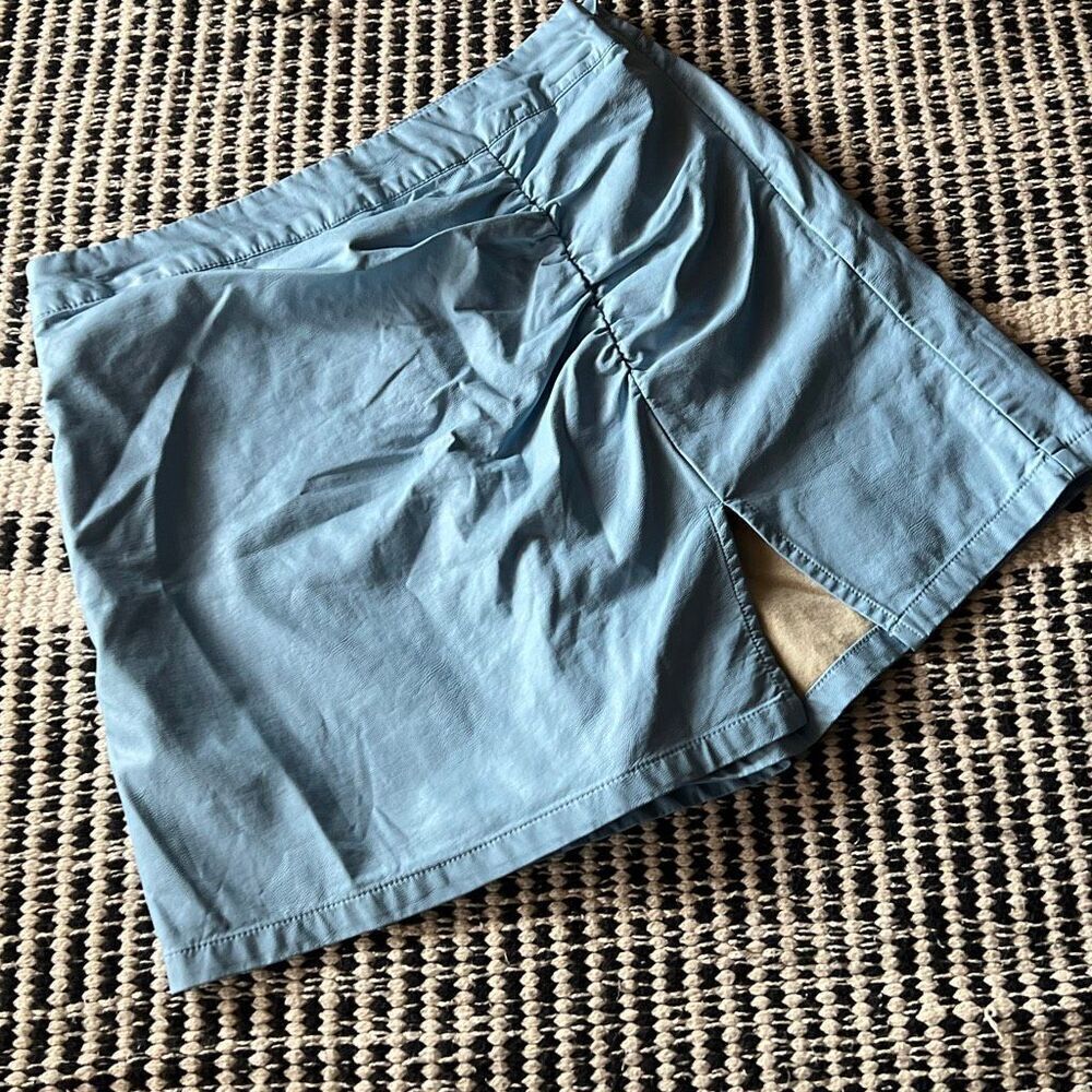 Versona Size 4 Light Blue faux leather mini skirt Skort